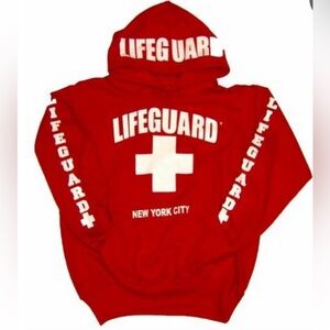 LIFEGUARD Atlantic City  Hoodie - Red Sweatshirt Apparel Unisex - Adult Medium